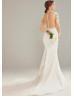 Long Sleeves Ivory Lace Tulle Sheer Back Non-traditional Wedding Dress